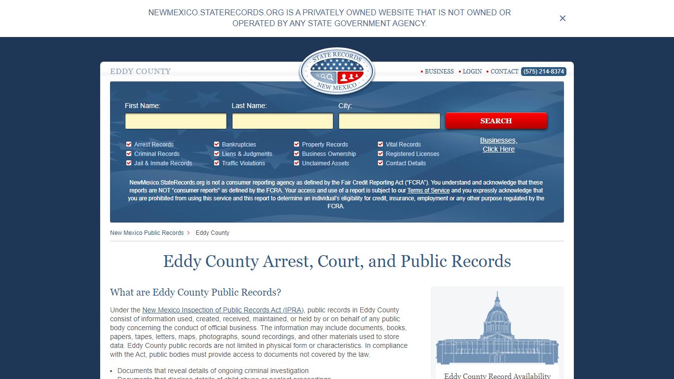 Eddy County Arrest, Court, and Public Records