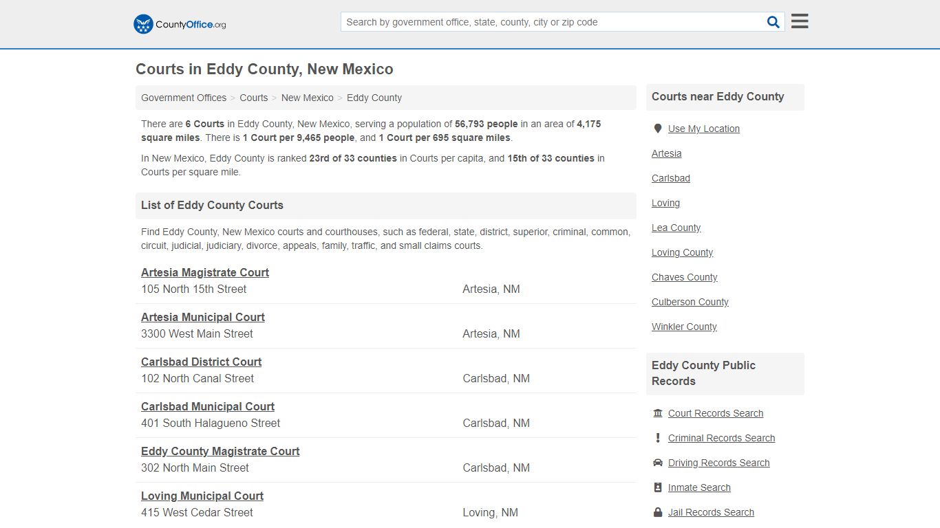 Courts - Eddy County, NM (Court Records & Calendars)