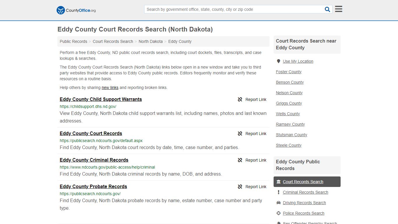 Eddy County Court Records Search (North Dakota) - County Office